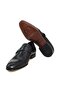 Black Color Laceless Genuine Leather Men's Shoes - 3