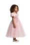 D' Daniela - Puff Sleeve Long Tulle Pearl Dress - Multicolor - 3Y to 12Y - 2