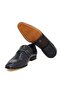 Dark Blue Color Laceless Genuine Leather Leather Sole Men's Shoes - 3