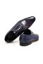 Dark Blue Gray Laceless Genuine Leather Men's Shoes - 2