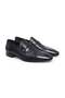 Dark Blue Color Laceless Genuine Leather Men's Shoes
