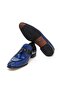 Dark Blue Color Laceless Genuine Leather Men's Shoes - 3