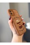 Iphone 11 coffee patterned leather textured taba color case - 2