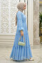 Chiffon Ruffle Dress - Blue - 3
