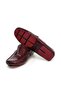 Burgundy Color Laceless Genuine Leather Men's Shoes - 3