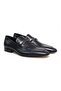 Dark Blue Color Laceless Genuine Leather Leather Sole Men's Shoes