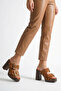 Zoya Women's Genuine Leather Heeled Slippers - Tan Suede - 7