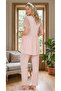 New Season Pink Summer Elegant Lace Sleeve Design Button Detailed Maternity Pajama Set - 6