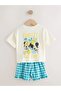 100% Cotton Cream White Disney Short Sleeve Top and Shorts Set