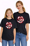 Mother Daughter Combination Oversize T-Shirt Twin T-Shirt White Rose Printed (Single Price)