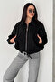 Women's Belt Detail Denim Jacket – Denim Jacket with Oversized Zippers Navy Blue - 2