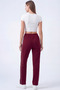 Women's Burgundy Combed Cotton Ribbed Pocket Zippered Straight Leg Sweatpants - 6
