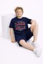 New Season Boys' Summer Motto Printed Navy Blue T-Shirt Shorts Set 6-14 Years - 4