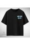 Men's Black Oversize Never Quit & Distortion Printed Double-Sided Streetwear T-Shirt - Athlete T-Shirt - 5