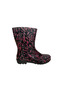 , Women's Pink-Black Patterned 23 cm Long Garden Rain Boots