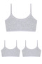 Young Girls' Non-Padded Half Tank Tops, Cotton Pack Training Bras, 3-Pack