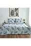 Double Gray Feather Pattern Multi-Purpose Bedspread & Pique Set with 4 Pillowcases and Elastic Sheets