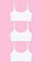 Young Girls' Non-Padded Half Tank Tops, Cotton Pack Training Bras, 3-Pack