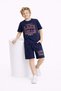 New Season Boys' Summer Motto Printed Navy Blue T-Shirt Shorts Set 6-14 Years - 7