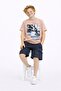New Season Boys' Skateboard Text Printed T-Shirt Shorts Set for Ages 6-14 - 2