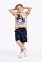 New Season Boys' Skateboard Text Printed T-Shirt Shorts Set for Ages 6-14 - 5