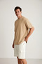 Men's Beige Oversize Crew Neck 100% Organic Cotton Plain Basic Summer T-Shirt - 2