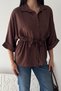 Women's Shirt – Loose Fit Blouse with Belt Detail - 2