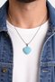 Blue Heart Stone Necklace 60 cm Chain Unisex Natural Looking Stylish Design - 2
