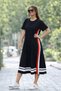 New Season Women's Short Sleeve Crew Neck Side Stripe Detailed Midi Viscose Dress - 3
