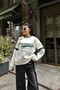 Women's Ecru Printed Oversize Sweatshirt Esr020