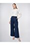 Pleated Wide Leg Trousers Dark Navy Blue