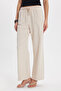 Women's Relax Fit Comfortable Cut 100% Cotton Elastic Waist with Laces Double Pockets Stone Trousers - 3
