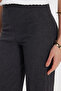 Women's regular fit classic cut elastic waist patterned anthracite palazzo pants - 3