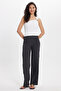 Women's regular fit classic cut elastic waist patterned anthracite palazzo pants - 2
