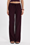 Women's relaxed fit drawstring waist elasticated textured double pocket plum pants