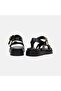 Women's Black Adjustable Leather Sandals with Double Metal Buckles - 5