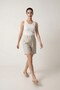 Beige 100% Linen Comfortable Cut Shorts with Pocket Detail - 2