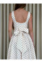 Ecru Polka Dot Queen Dress with Bow at the Waist - 5107 - 3