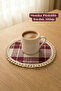 Set of 6 Tasseled Coasters 100% Cotton Monika Fabric Coffee Cup Mug Coasters Dowry Burgundy - 4