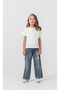 Girl's Floral Embroidered Denim Set 4300-028 - 2