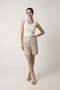 Beige 100% Linen Comfortable Cut Shorts with Pocket Detail - 3