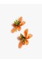 Multi-Colored Beaded Detailed Oversized Flower Earrings - 3