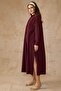 Loose Poplin Dress with Button Detail on the Sides Bordo 9316-E - 6