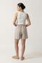 Beige 100% Linen Comfortable Cut Shorts with Pocket Detail - 4