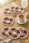 Set of 6 Tasseled Coasters 100% Cotton Monika Fabric Coffee Cup Mug Coasters Dowry Burgundy - 8