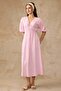 Elastic Waist Lace Detailed Half Sleeve Muslin Dress Pudra 9331-E - 3