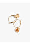 Stone Detailed Heart Charm Hoop Earrings - 3