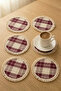 Set of 6 Tasseled Coasters 100% Cotton Monika Fabric Coffee Cup Mug Coasters Dowry Burgundy - 7