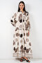 Women's Patterned Long Hijab Dress 2585 - F.Beige - 3