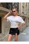 Women's Boat Neck Asymmetrical Blouse with Stripe Detail - 4